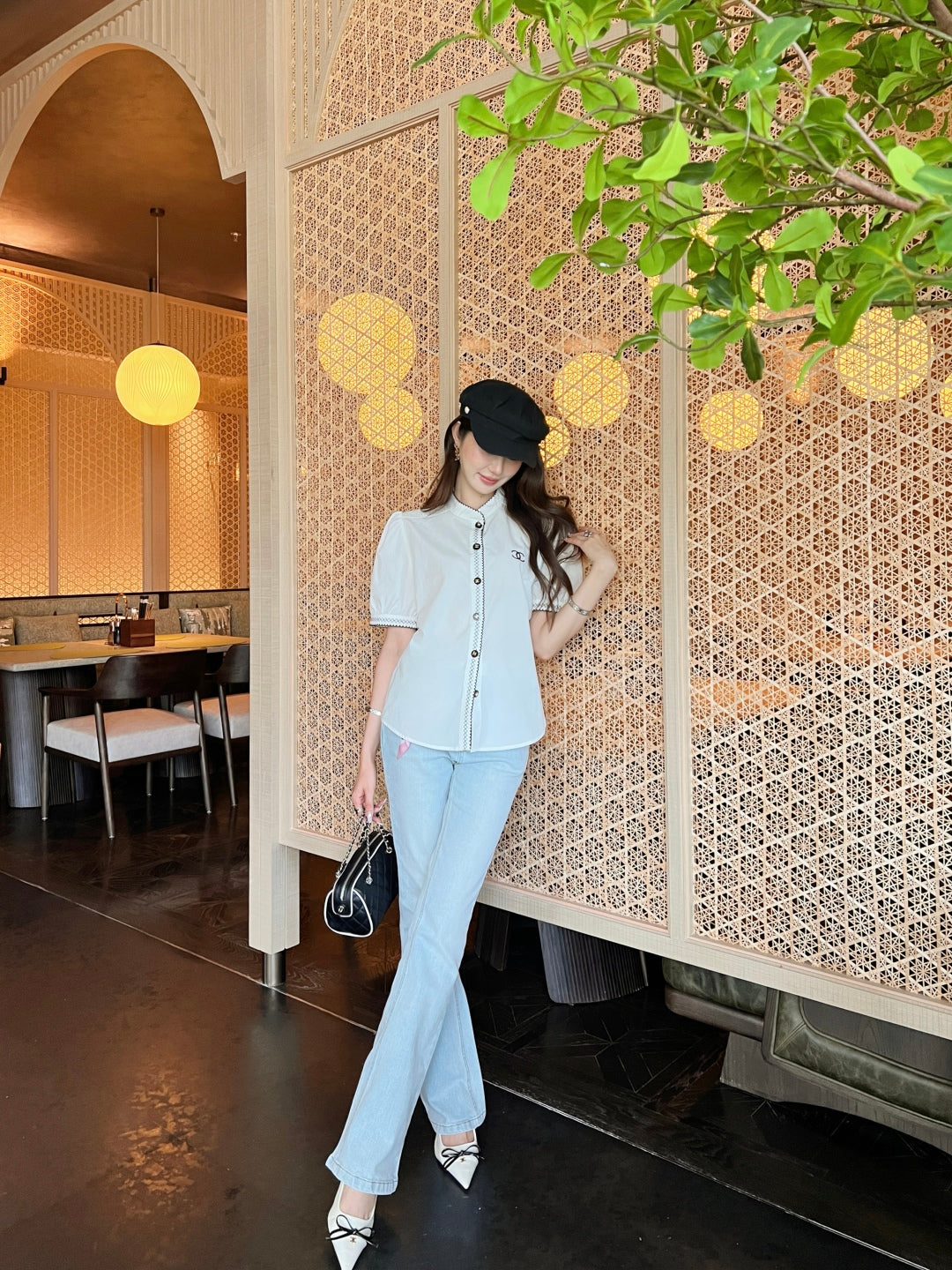 C*nel 25ss embroidered short-sleeve shirt