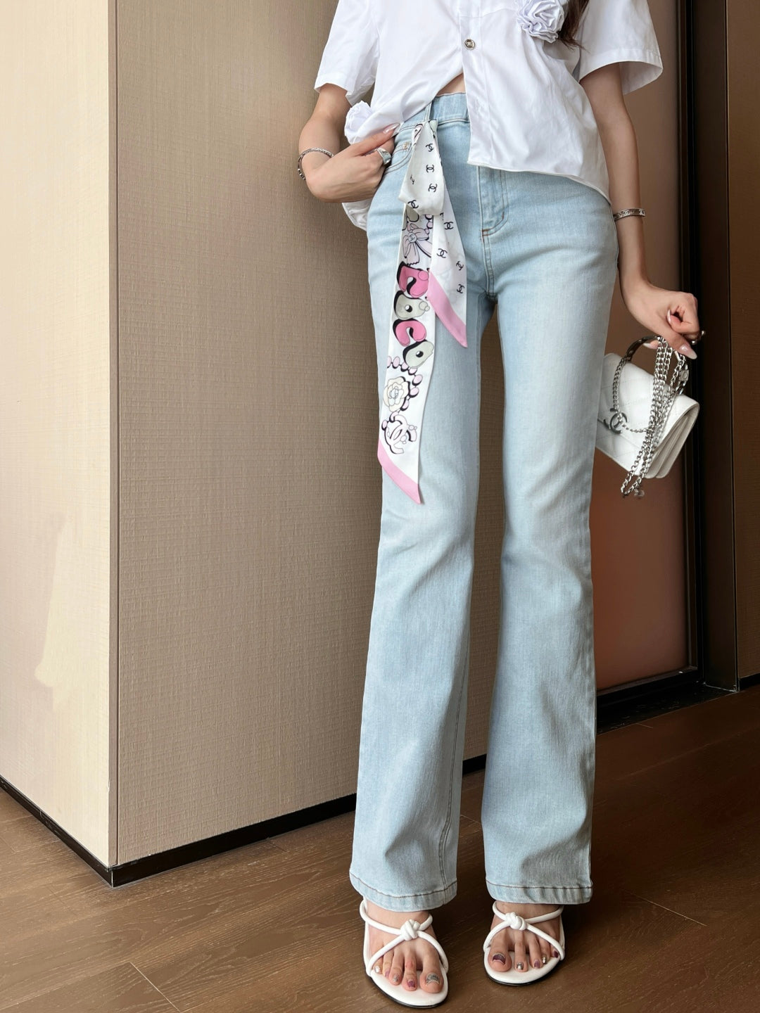 C*nel 25ss slim jeans with scraf