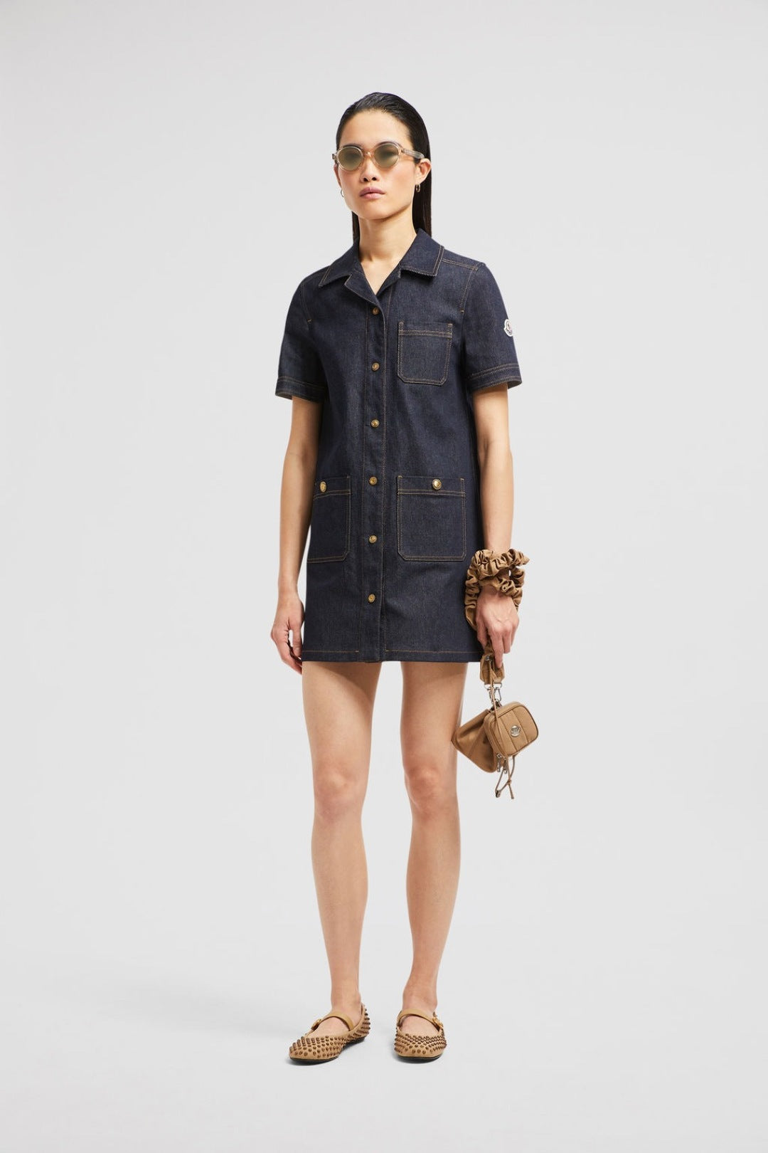 Monc* 25ss washed denim dress