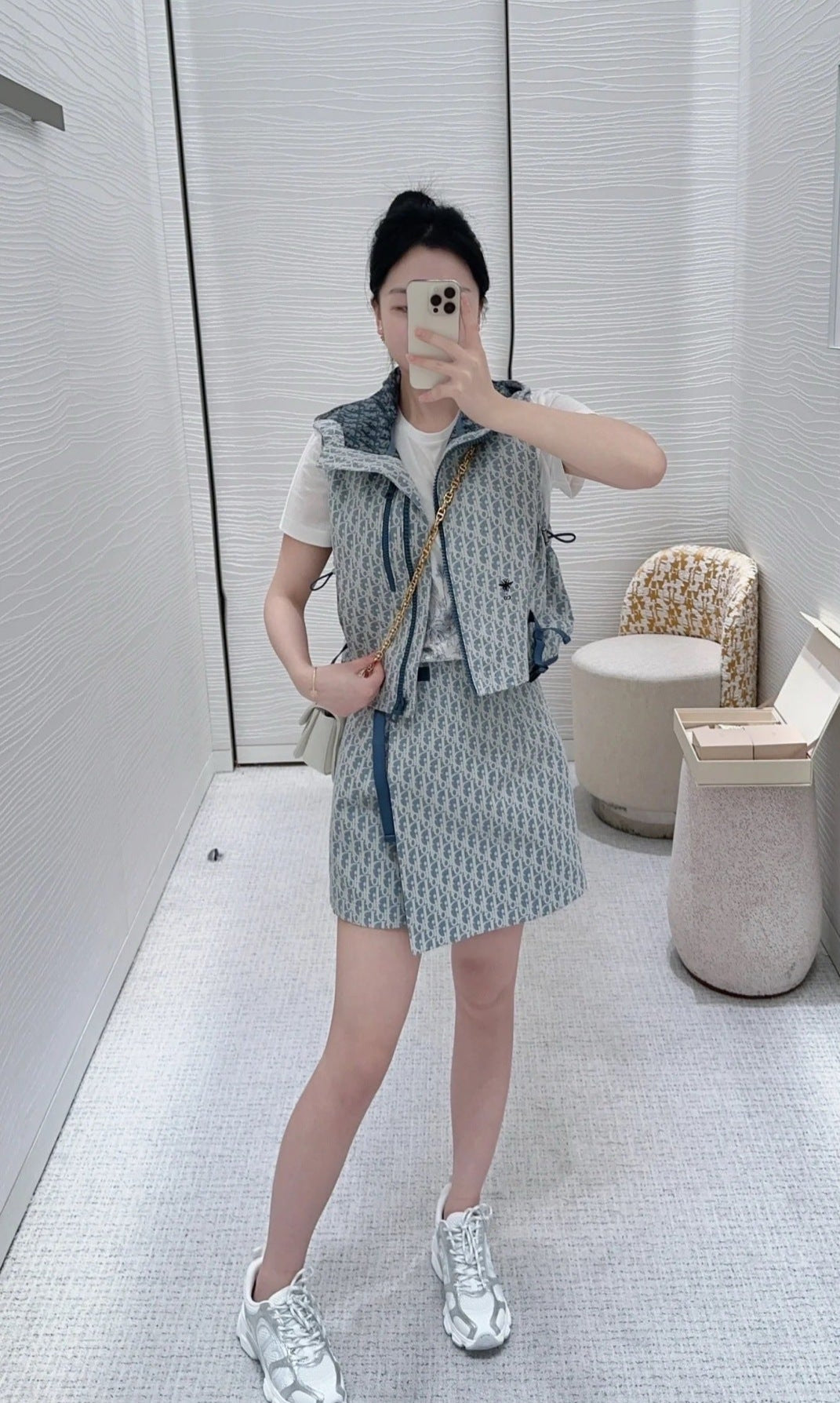 D*r 25ss oblique jacquard hooded vest