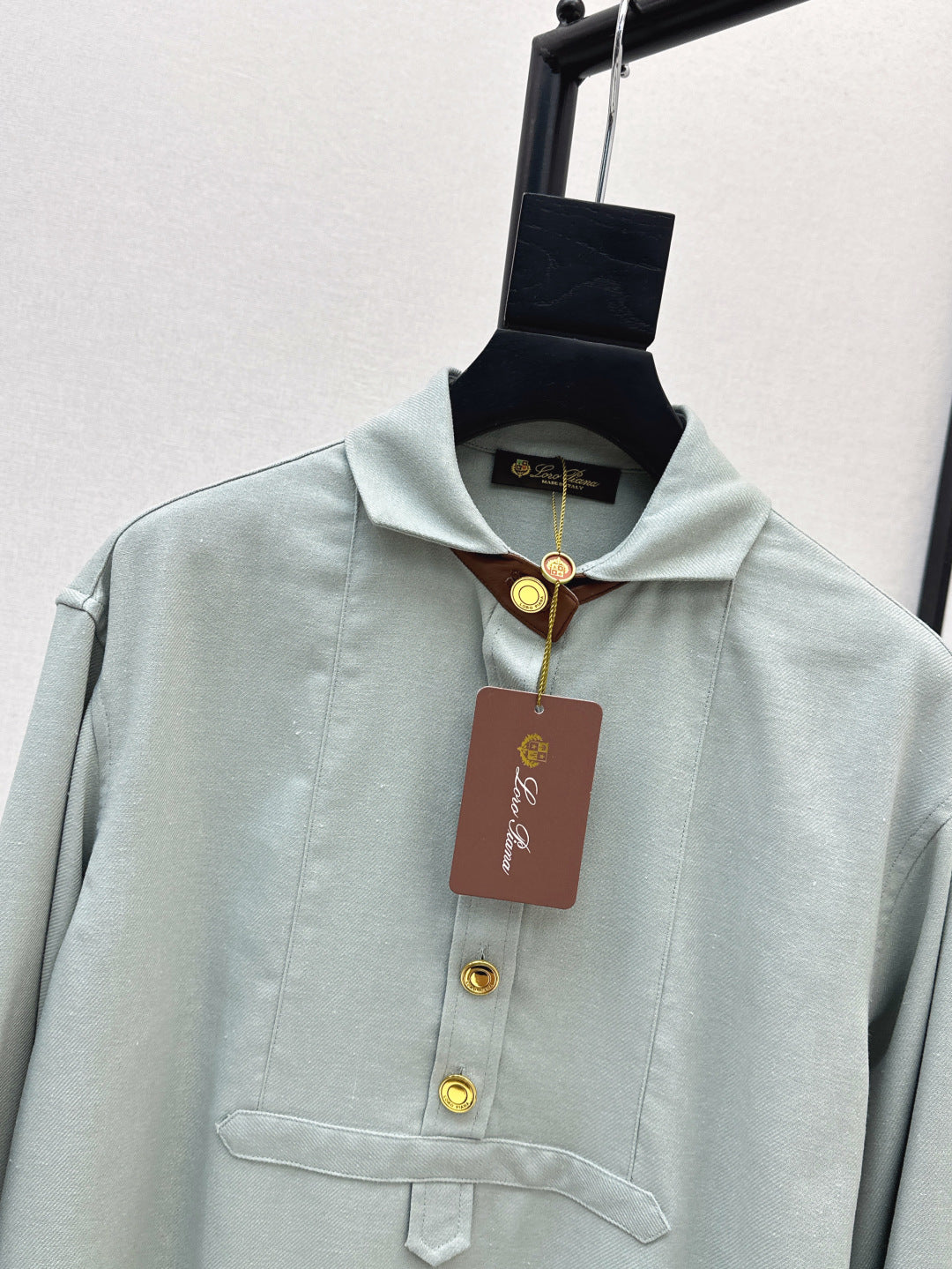 Lor*P 25ss leather accent long-sleeve dress