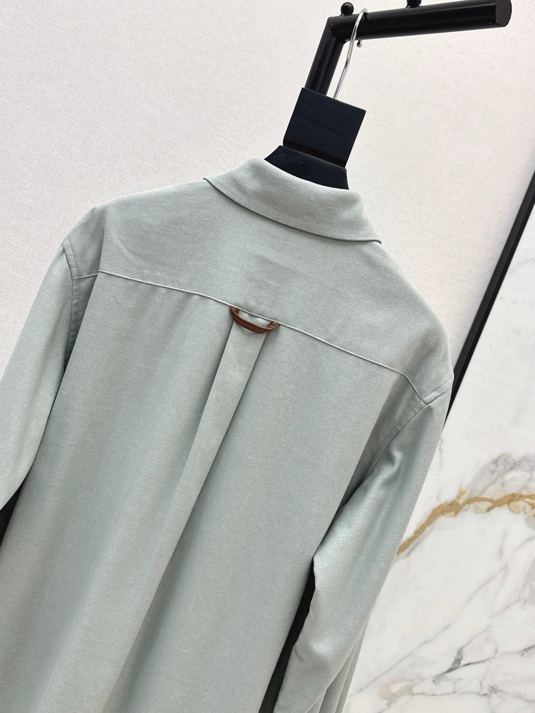 Lor*P 25ss leather accent long-sleeve dress