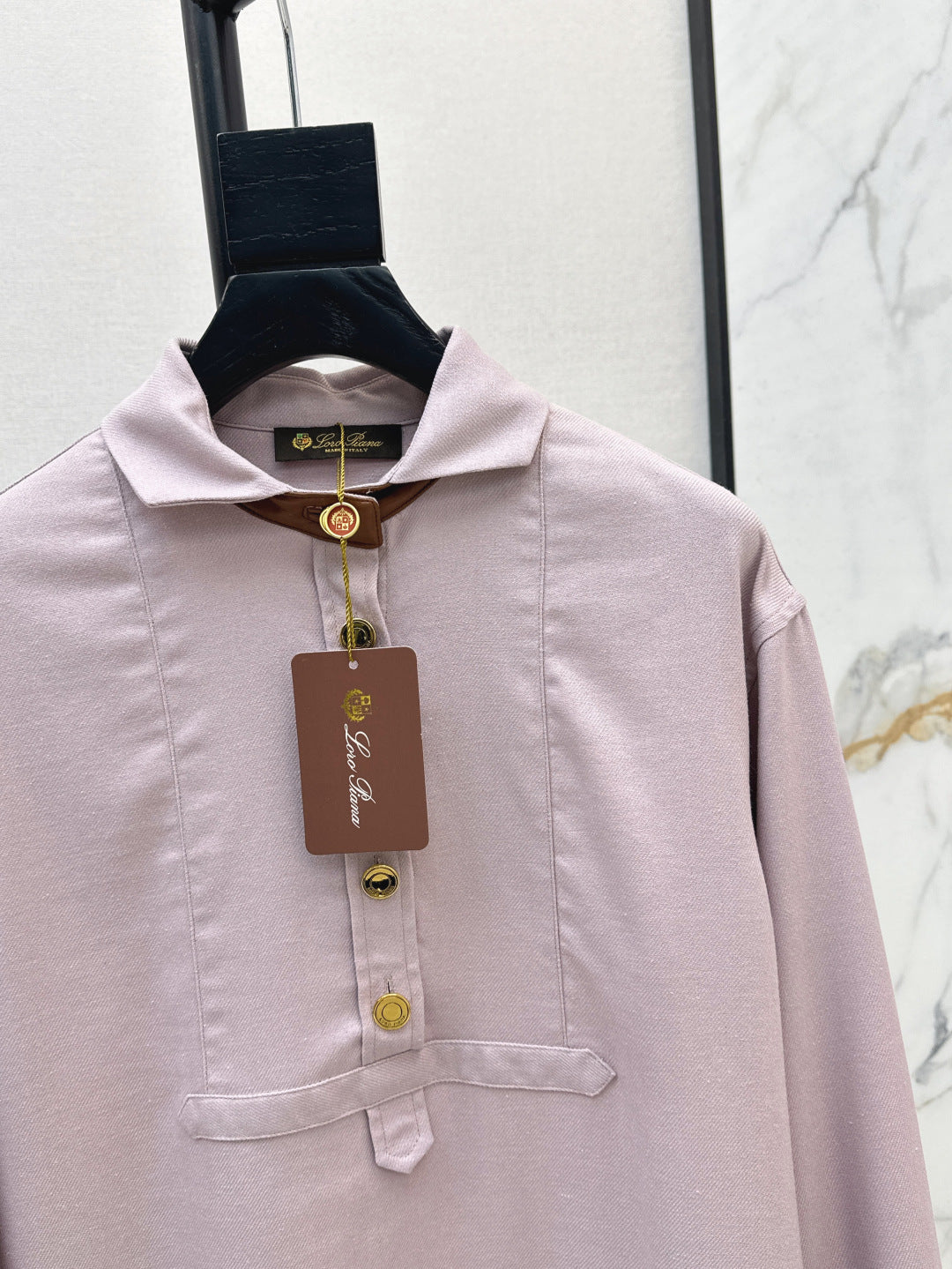 Lor*P 25ss leather accent long-sleeve dress