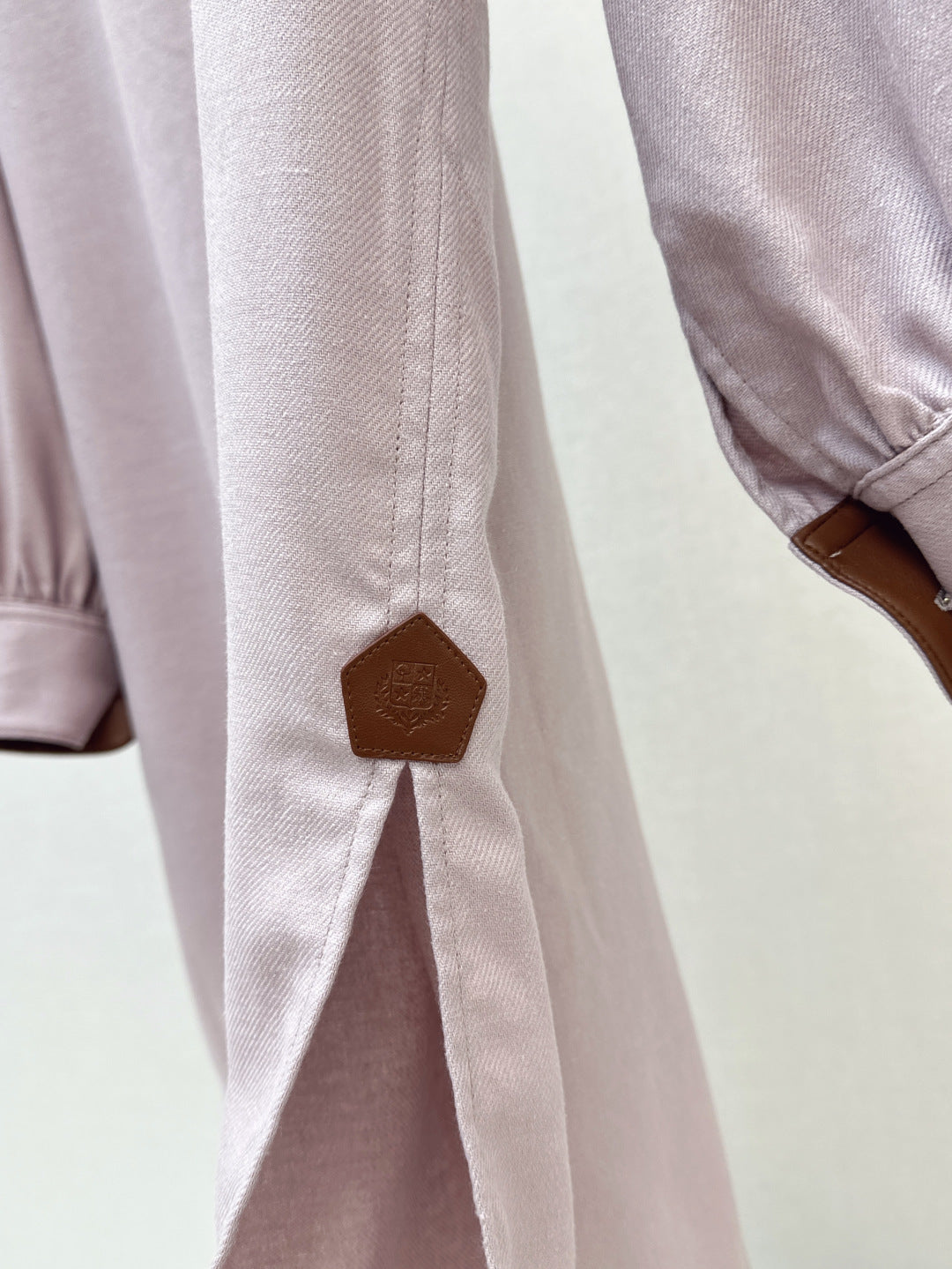 Lor*P 25ss leather accent long-sleeve dress