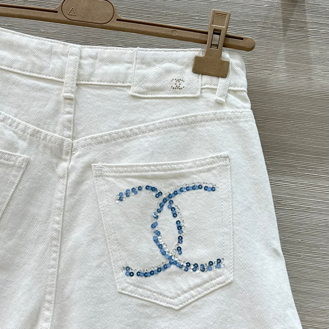 C*nel 25ss sequins pocket demin shorts