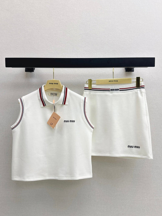 M*u 25ss cotton sleeveless polo shirt and skirt set