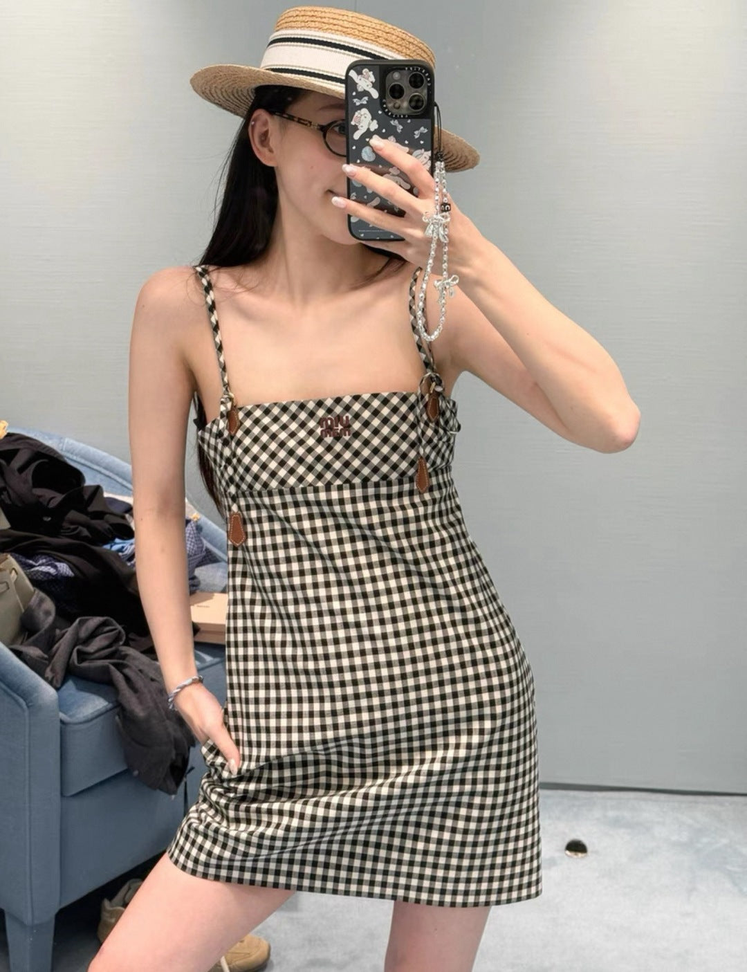 M*u 25ss check mini-dress