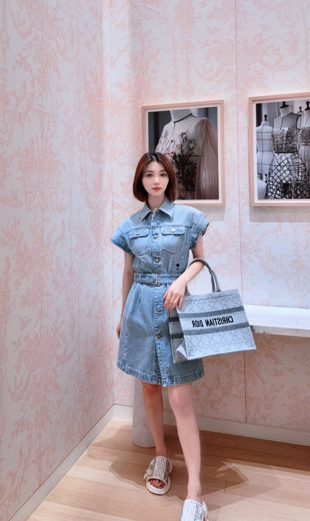 D*r 25ss belted denim shirt dress