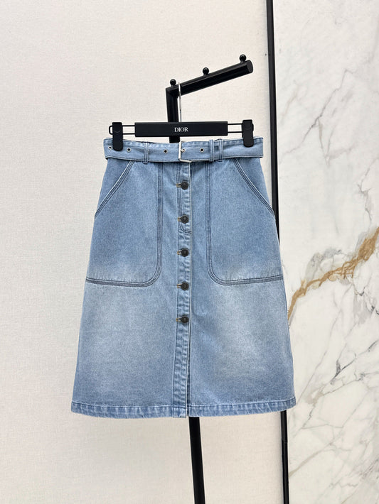 D*r 25ss belted denim skirt