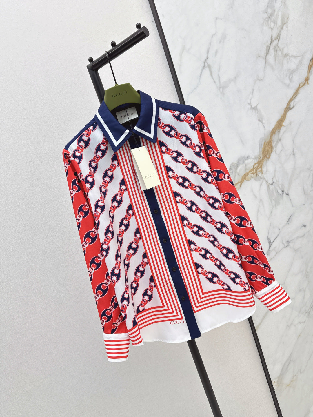 Gu* 25ss chain printed shirt
