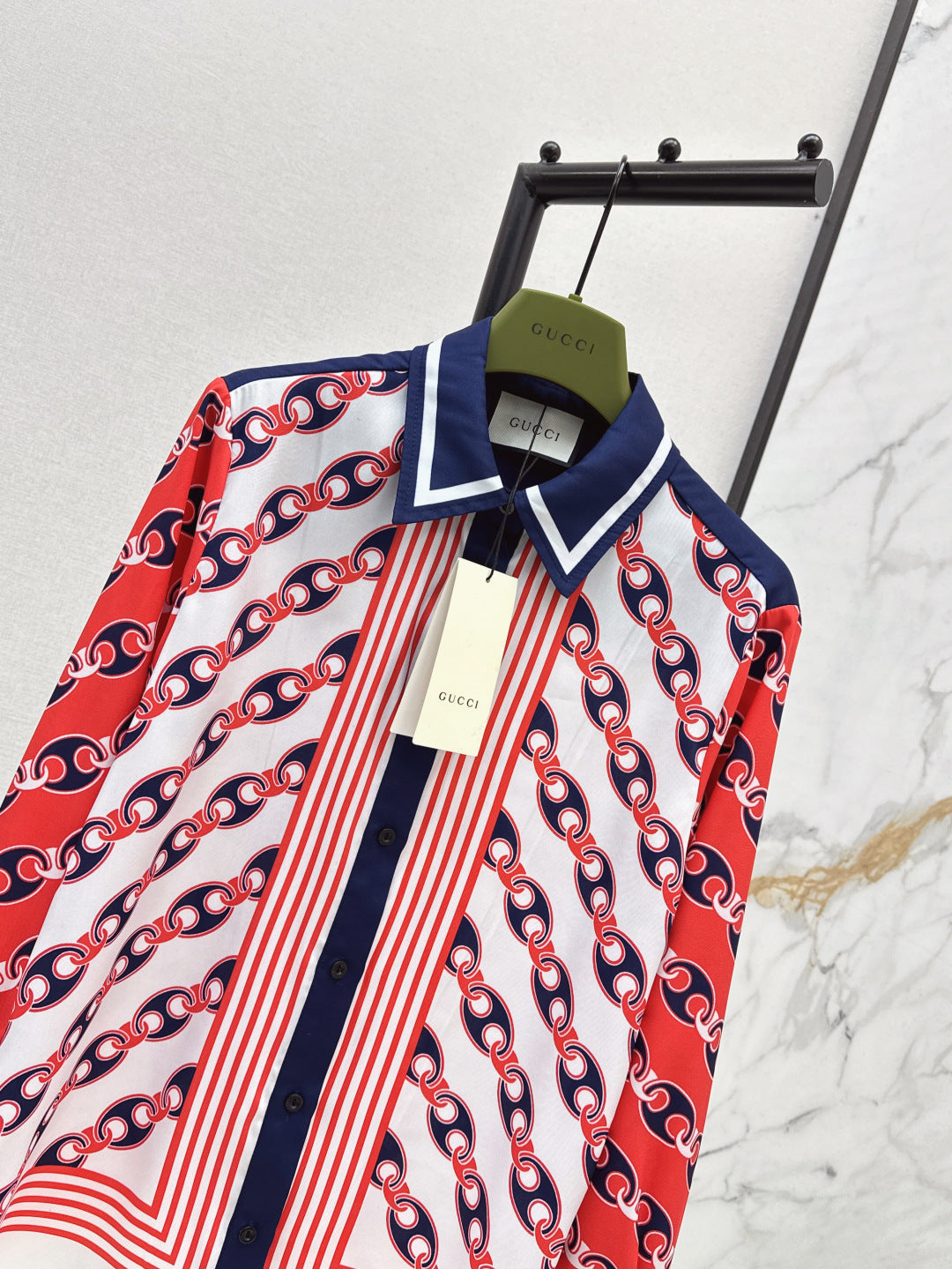 Gu* 25ss chain printed shirt