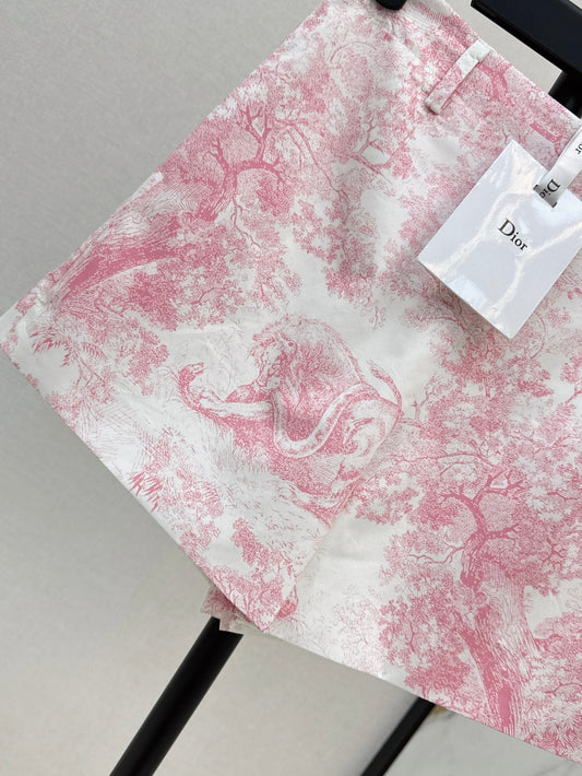 D*r 25ss printed cotton poplin shorts