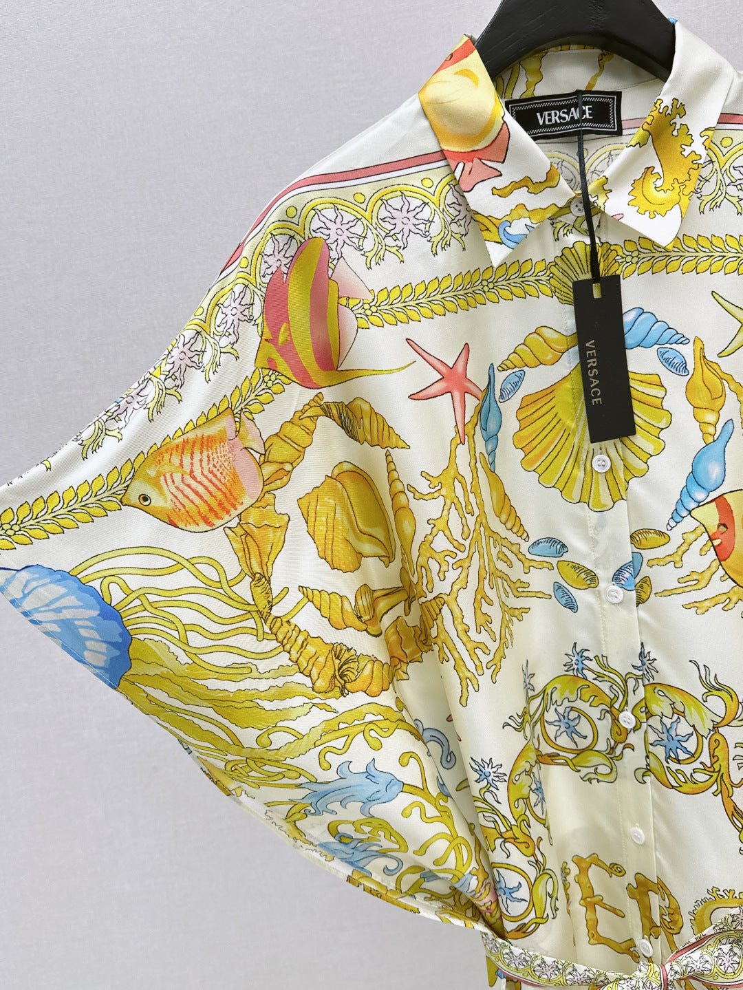 Versa* 25ss barocco midi slik shirt-dress