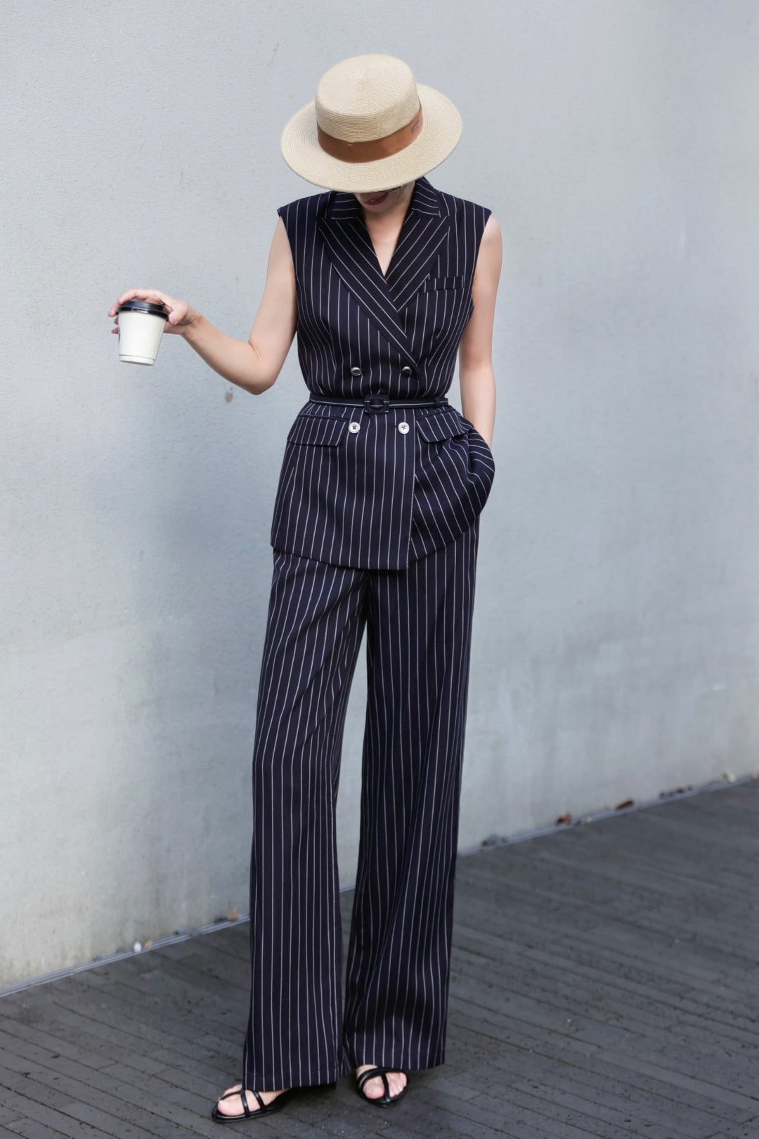 MaxM* 25ss tencel vest suit