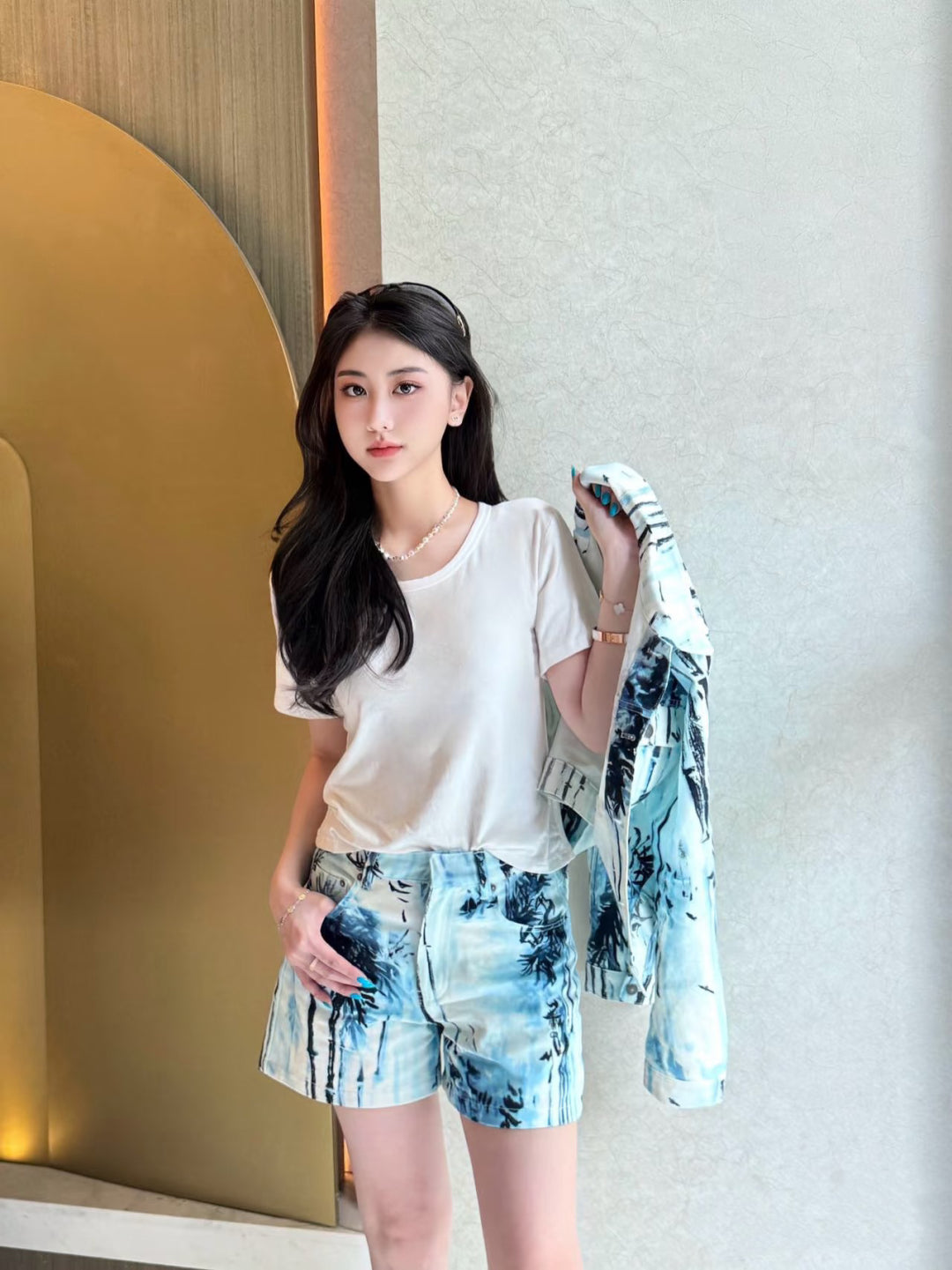 D*r 25ss banbou motif denim shorts