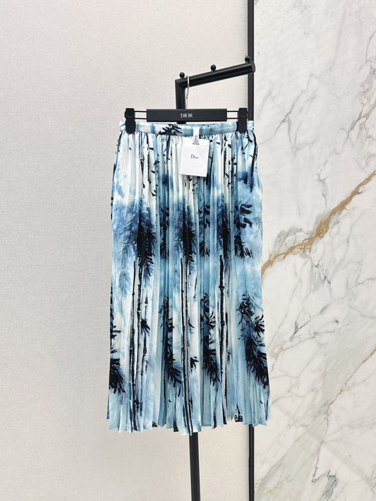 D*r 25ss banbou motif pleated denim skirt