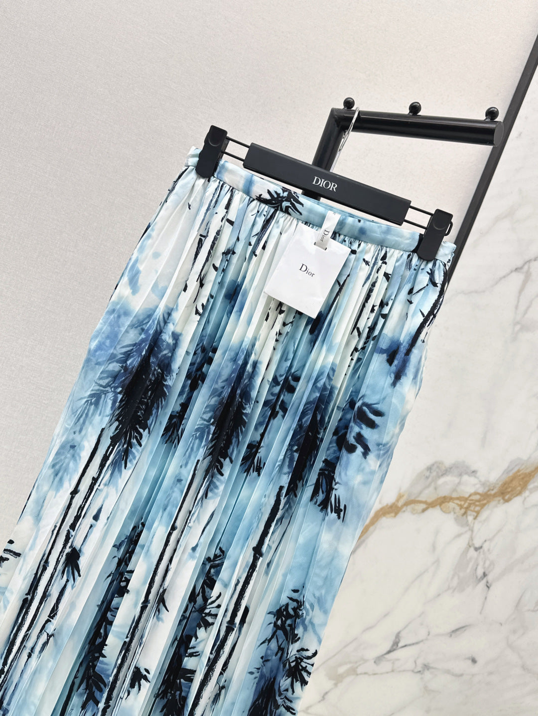 D*r 25ss banbou motif pleated denim skirt