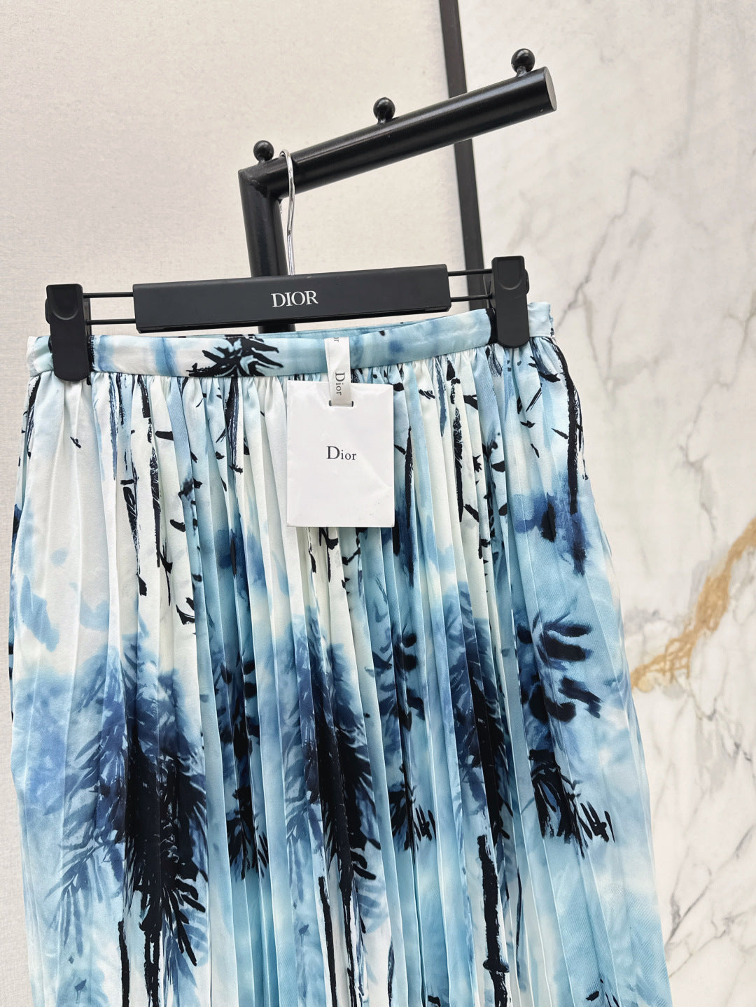 D*r 25ss banbou motif pleated denim skirt