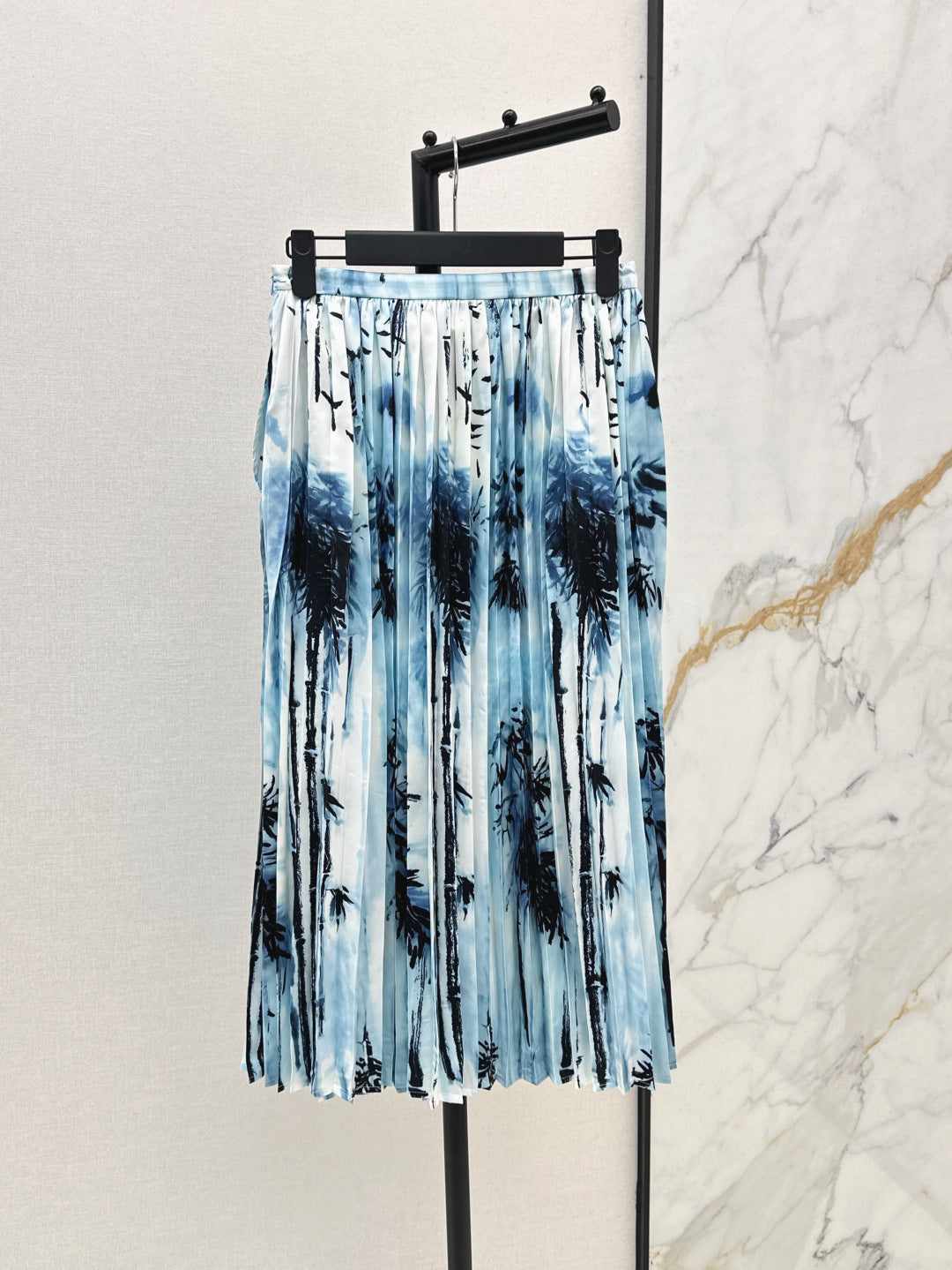 D*r 25ss banbou motif pleated denim skirt