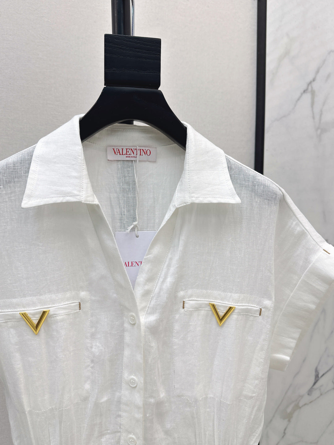 Valen* 25ss belted short-sleeve shirt dress