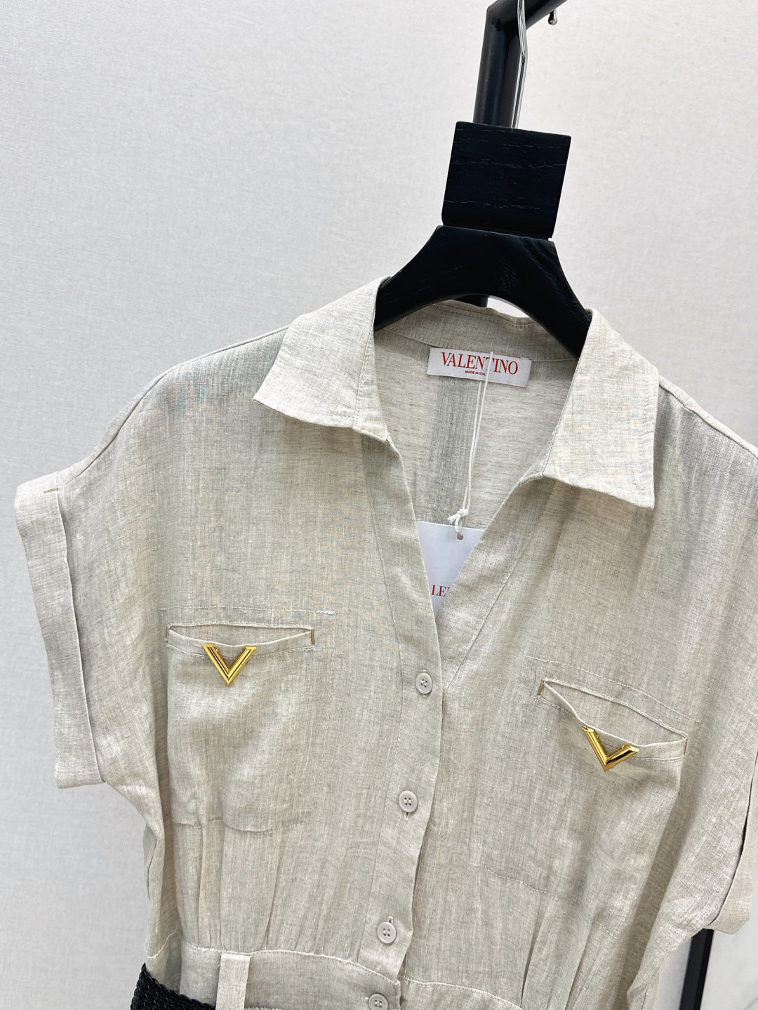 Valen* 25ss belted short-sleeve shirt dress