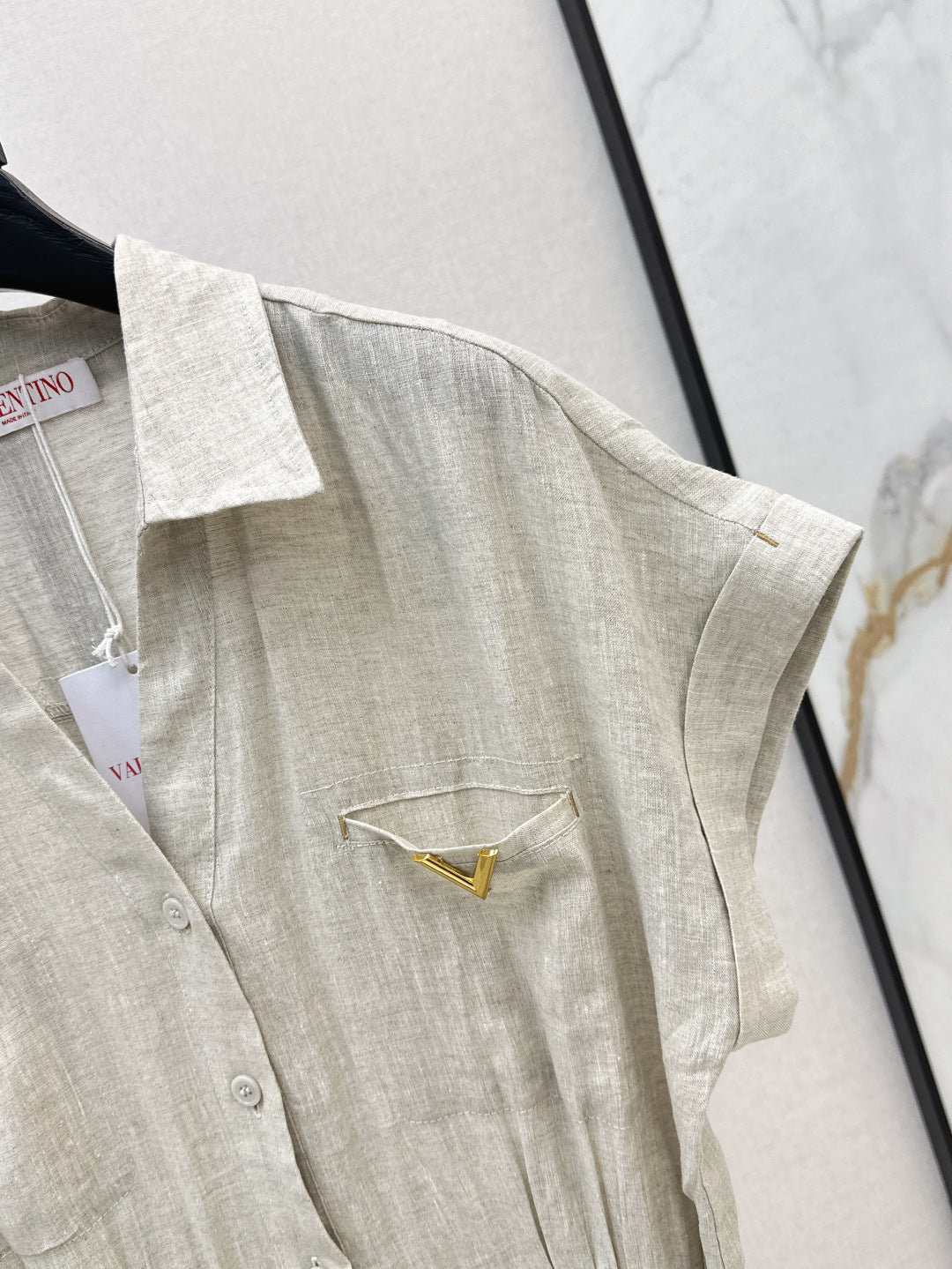 Valen* 25ss belted short-sleeve shirt dress