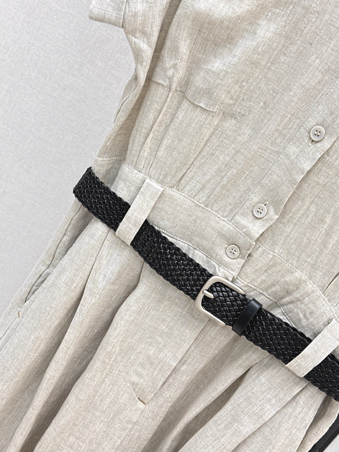 Valen* 25ss belted short-sleeve shirt dress