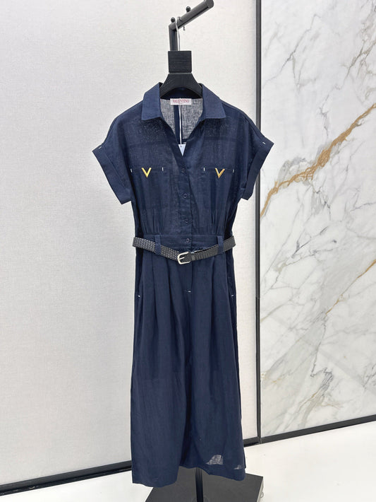 Valen* 25ss belted short-sleeve shirt dress