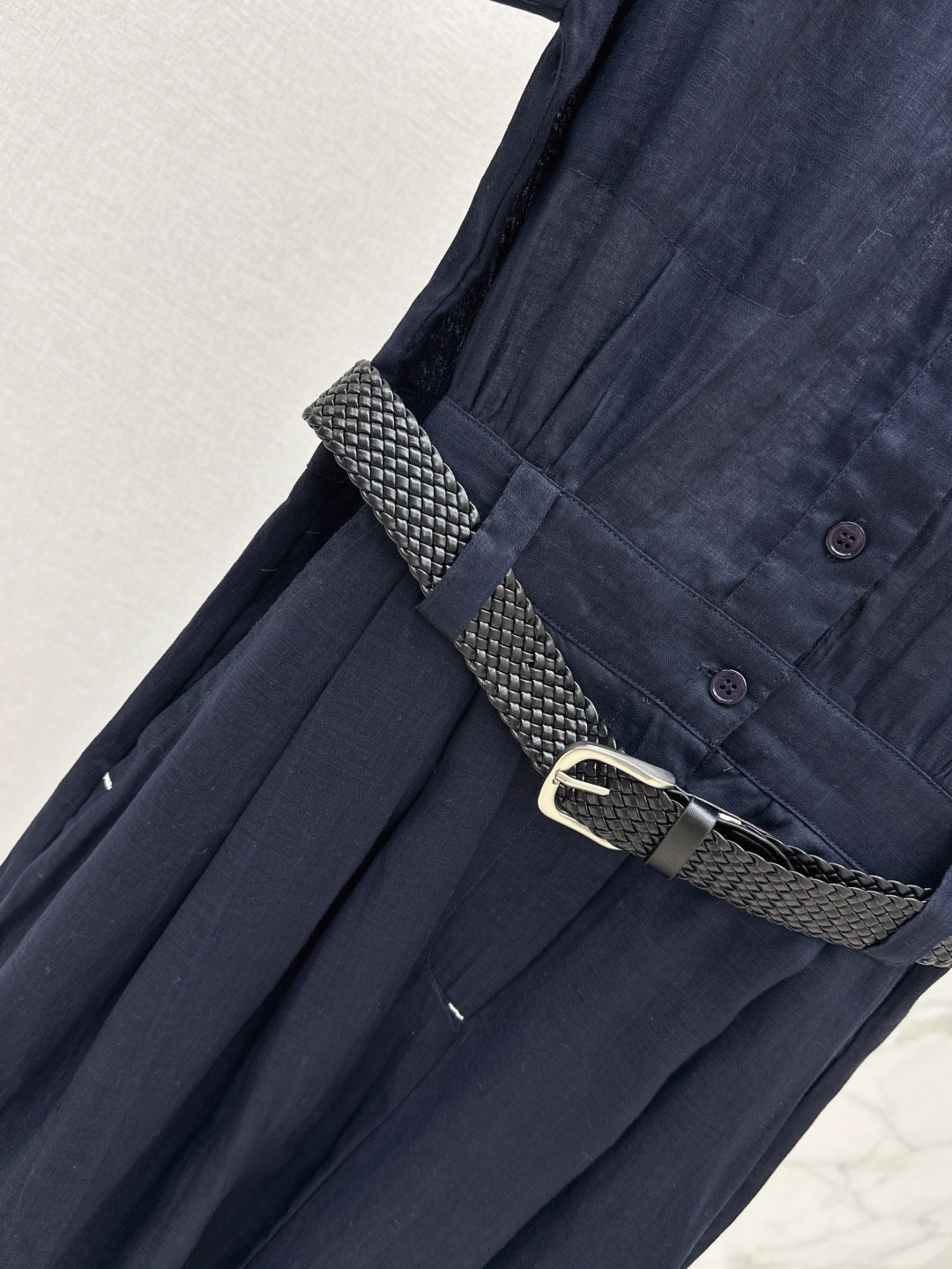 Valen* 25ss belted short-sleeve shirt dress