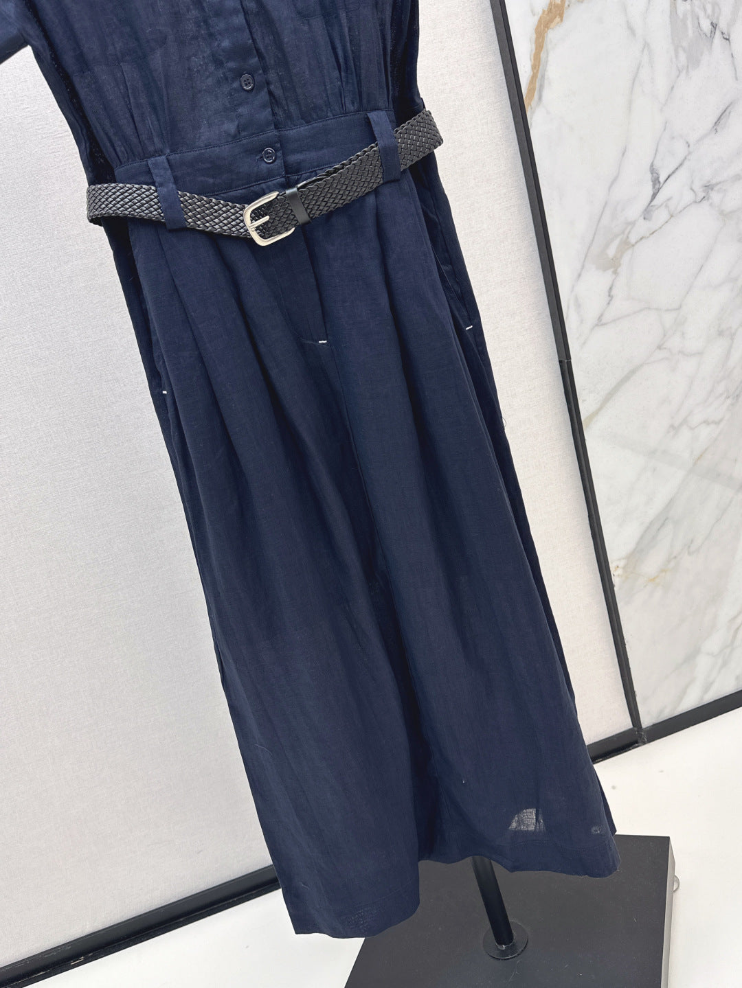 Valen* 25ss belted short-sleeve shirt dress