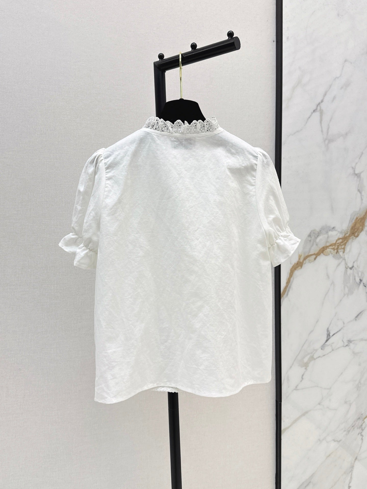 C*nel 25ss embroidered ruff-sleeve shirt