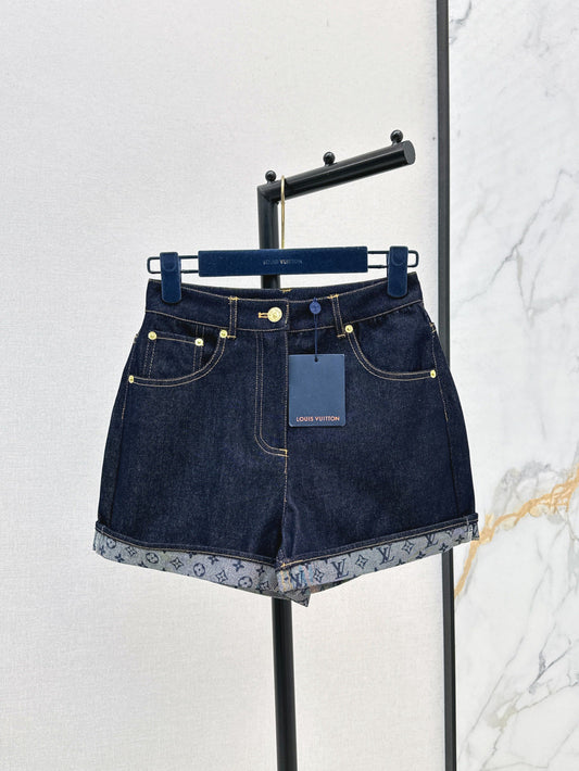Loui* 25ss cuffed hem denim mini shorts