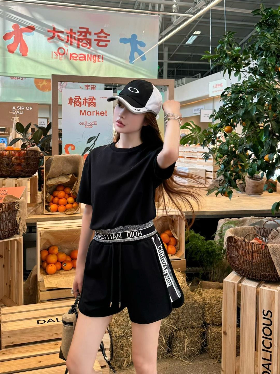 D*r 25ss embroidered web hem top and shorts set