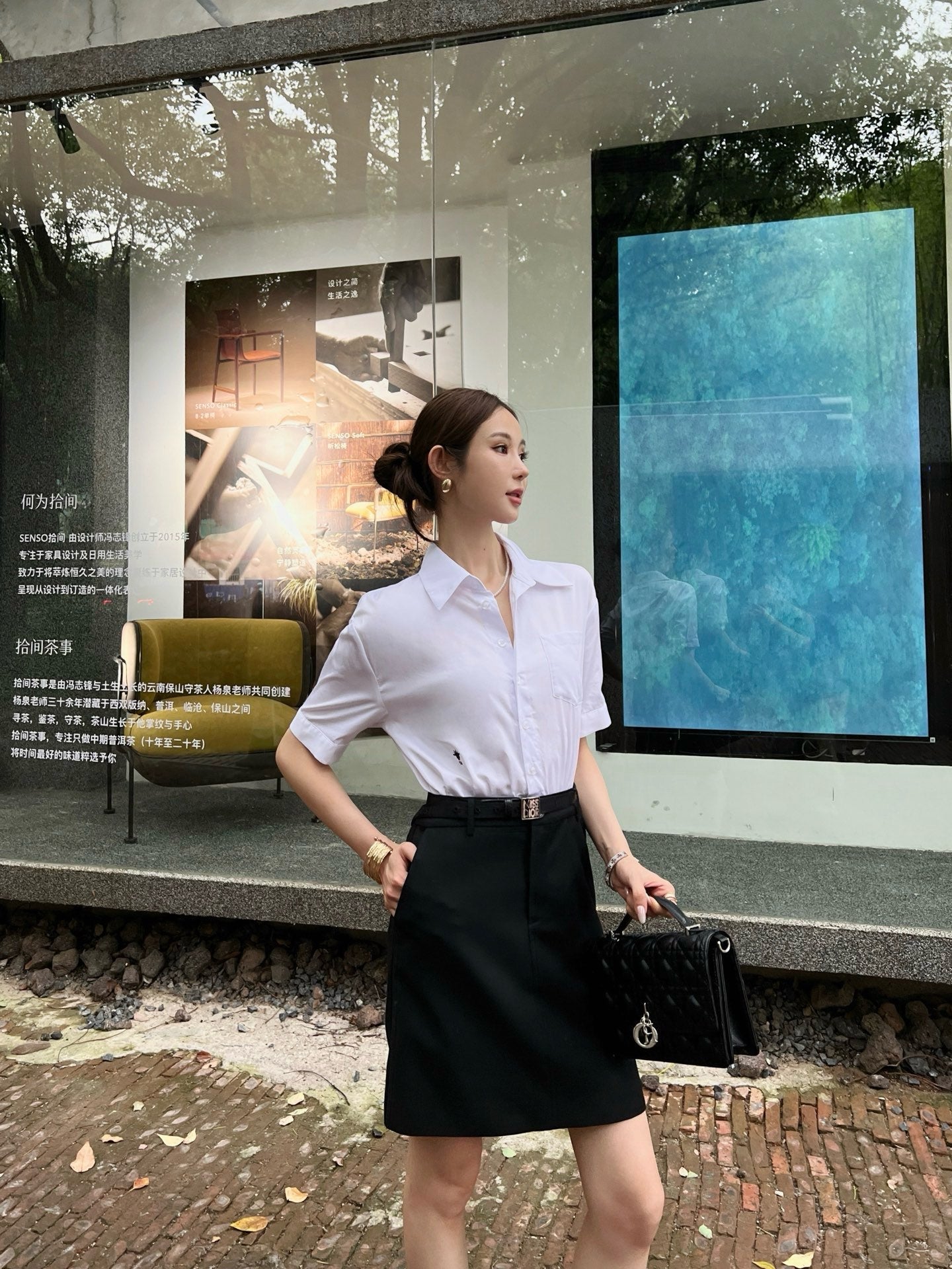 D*r 25ss spliced belted shirtdress