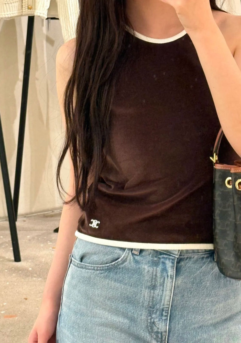 Cel* 25ss velvet jersey cami top