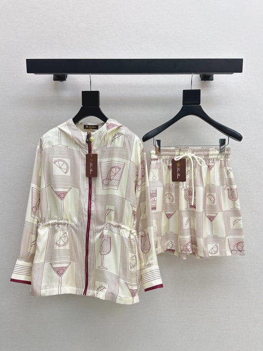 Lor*P 25ss printed silk jacket and shorts set