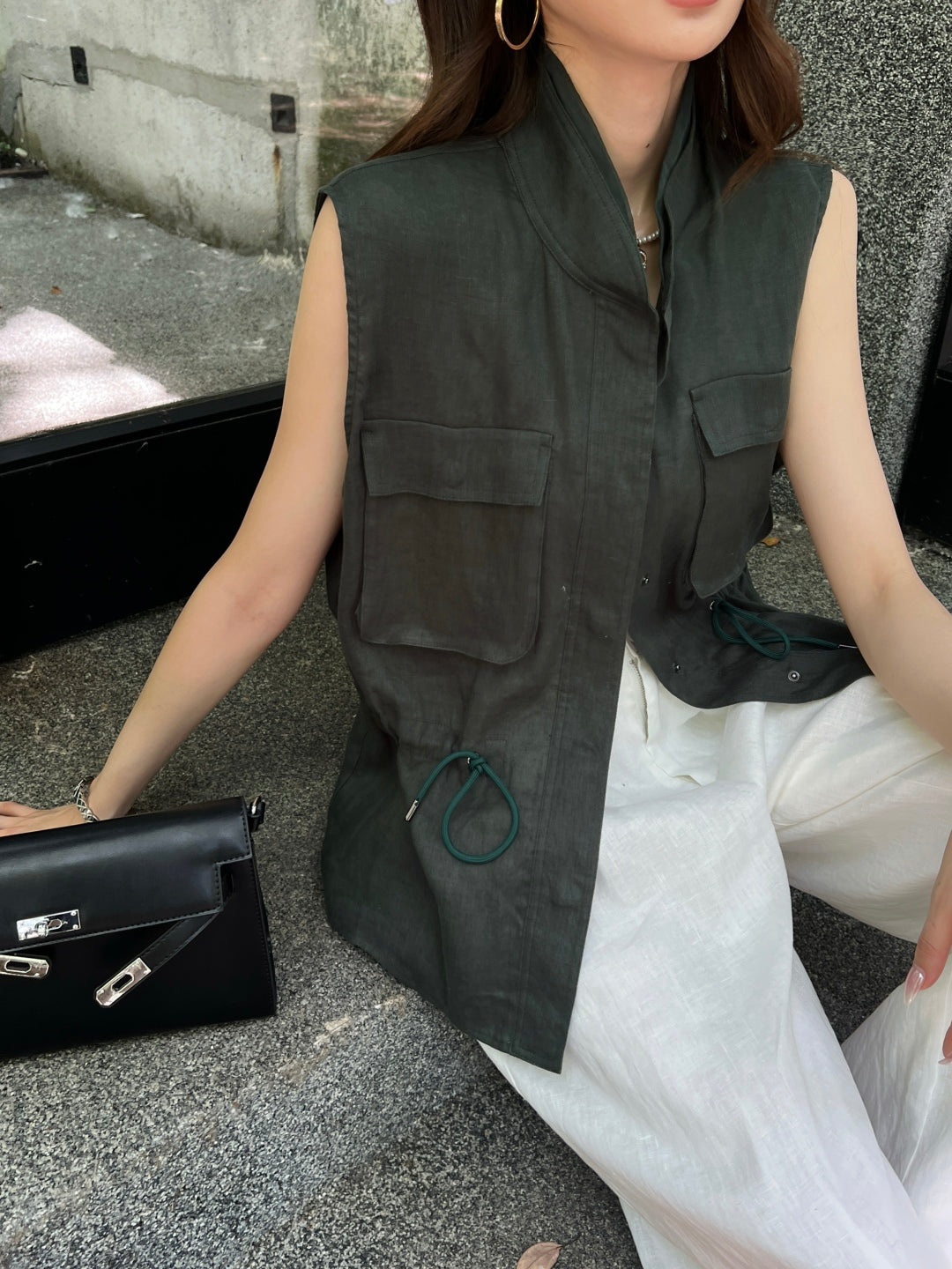 Brune*C 25ss linen drawstring vest