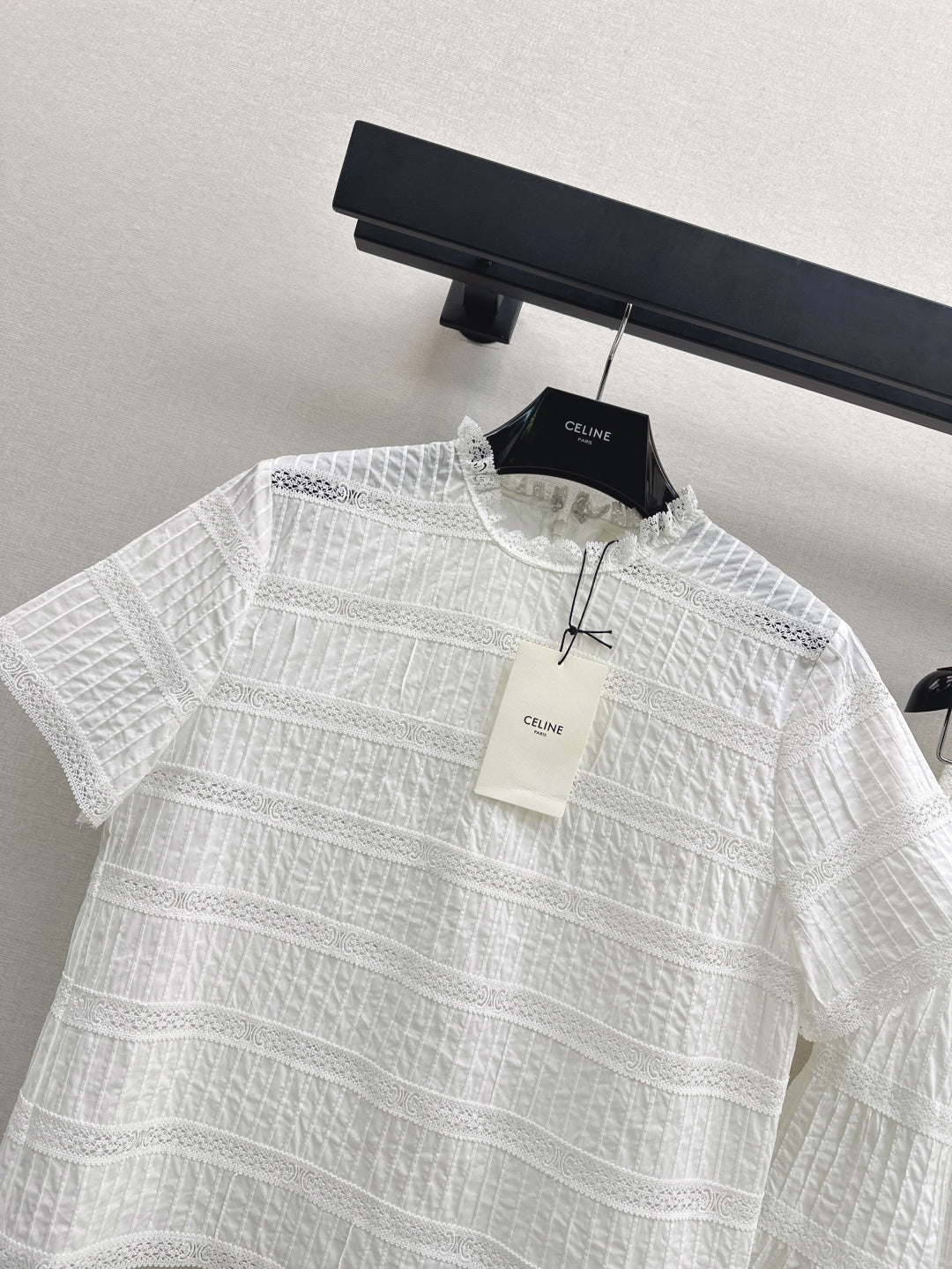 Cel* 25ss embroidered trim top and miniskirt set