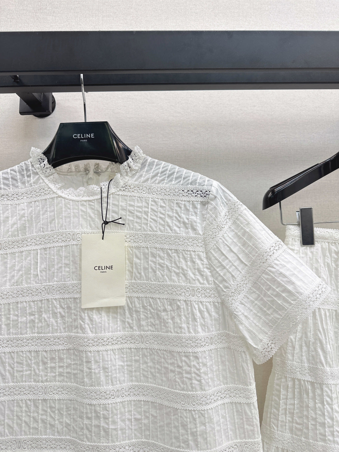 Cel* 25ss embroidered trim top and miniskirt set