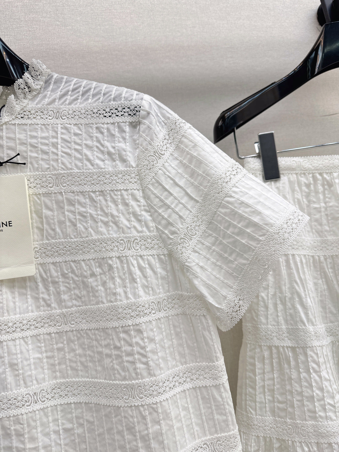 Cel* 25ss embroidered trim top and miniskirt set