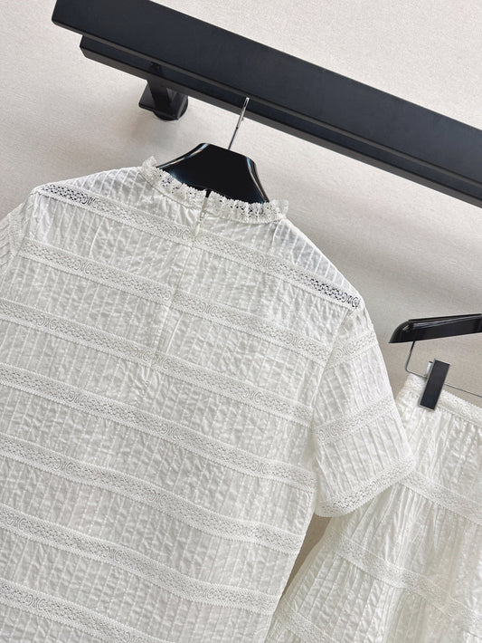 Cel* 25ss embroidered trim top and miniskirt set