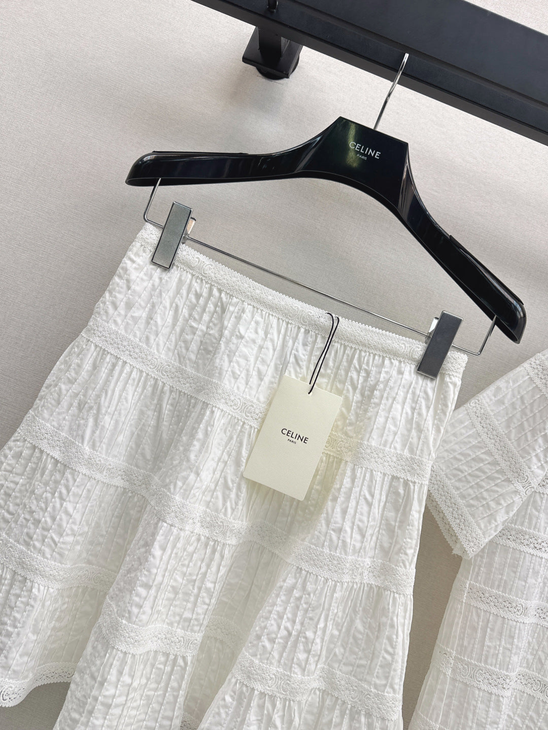 Cel* 25ss embroidered trim top and miniskirt set