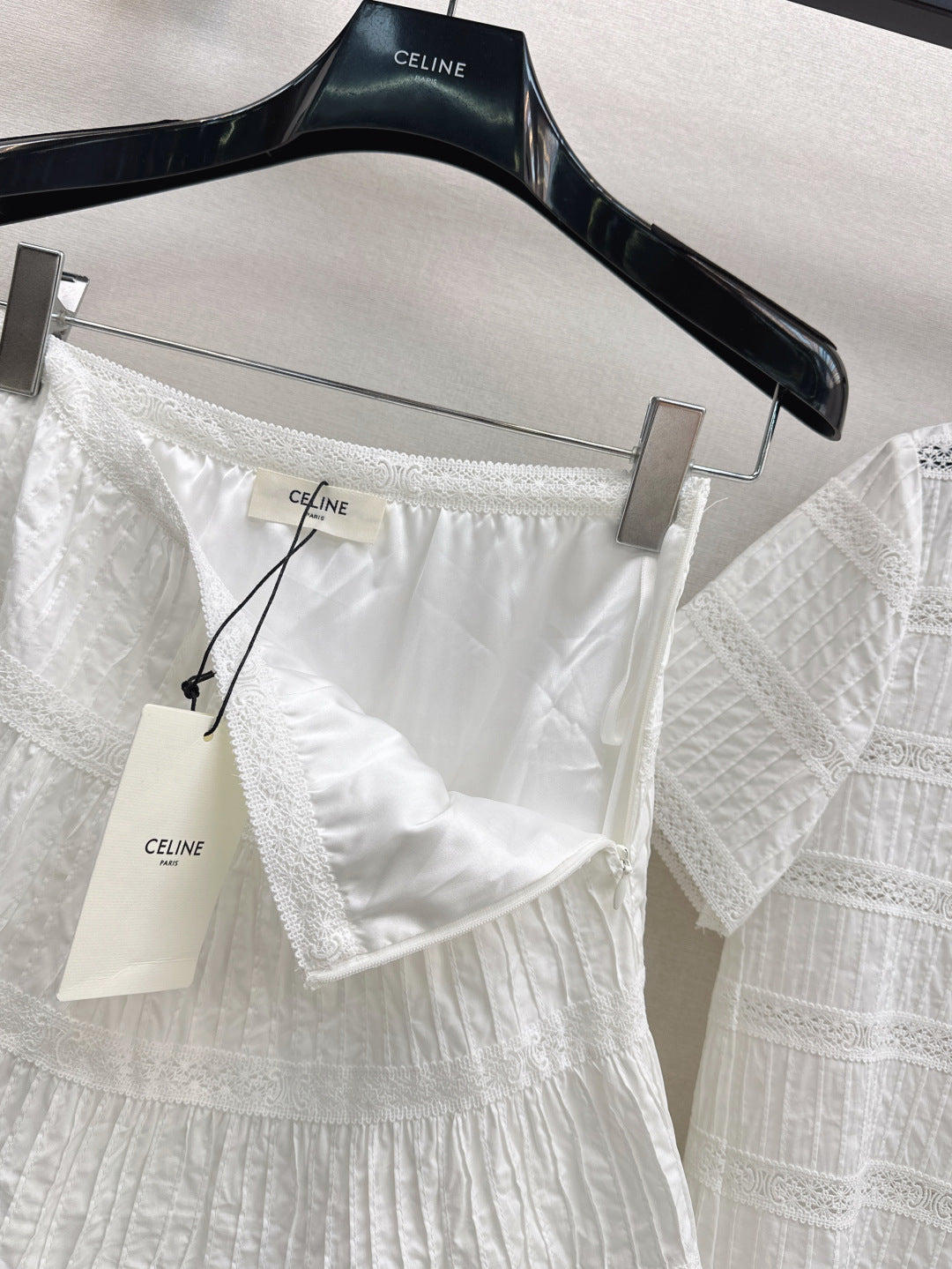 Cel* 25ss embroidered trim top and miniskirt set