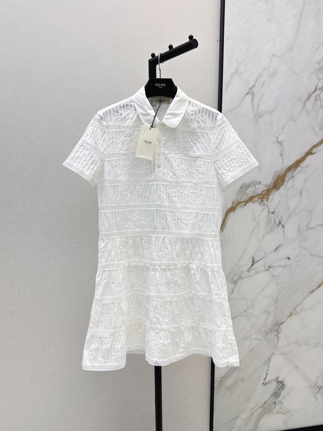 Cel* 25ss embroidered trim minidress