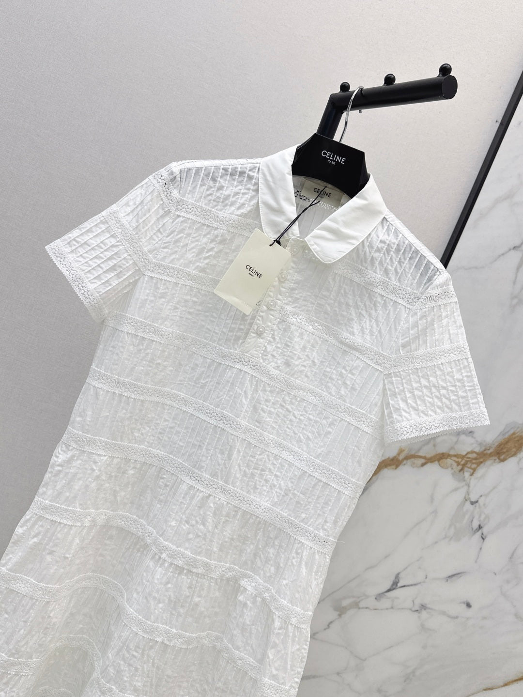 Cel* 25ss embroidered trim minidress