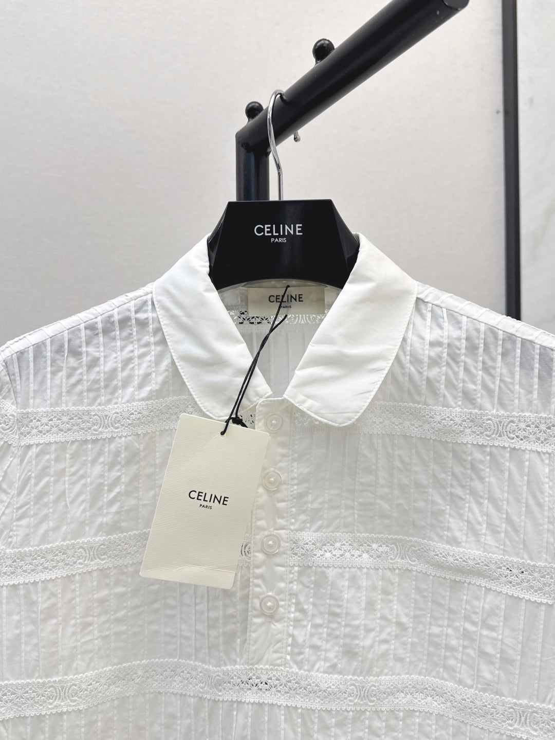 Cel* 25ss embroidered trim minidress