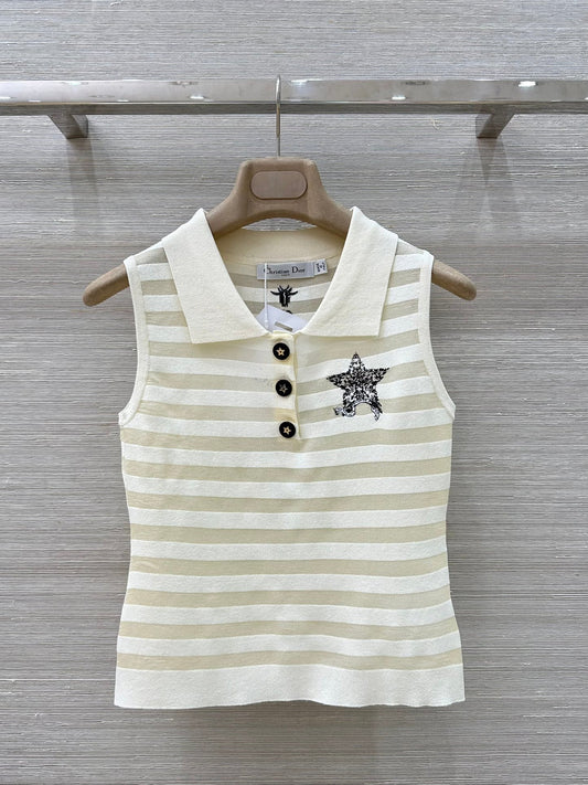 D*r knitted sleeveless polo shirt