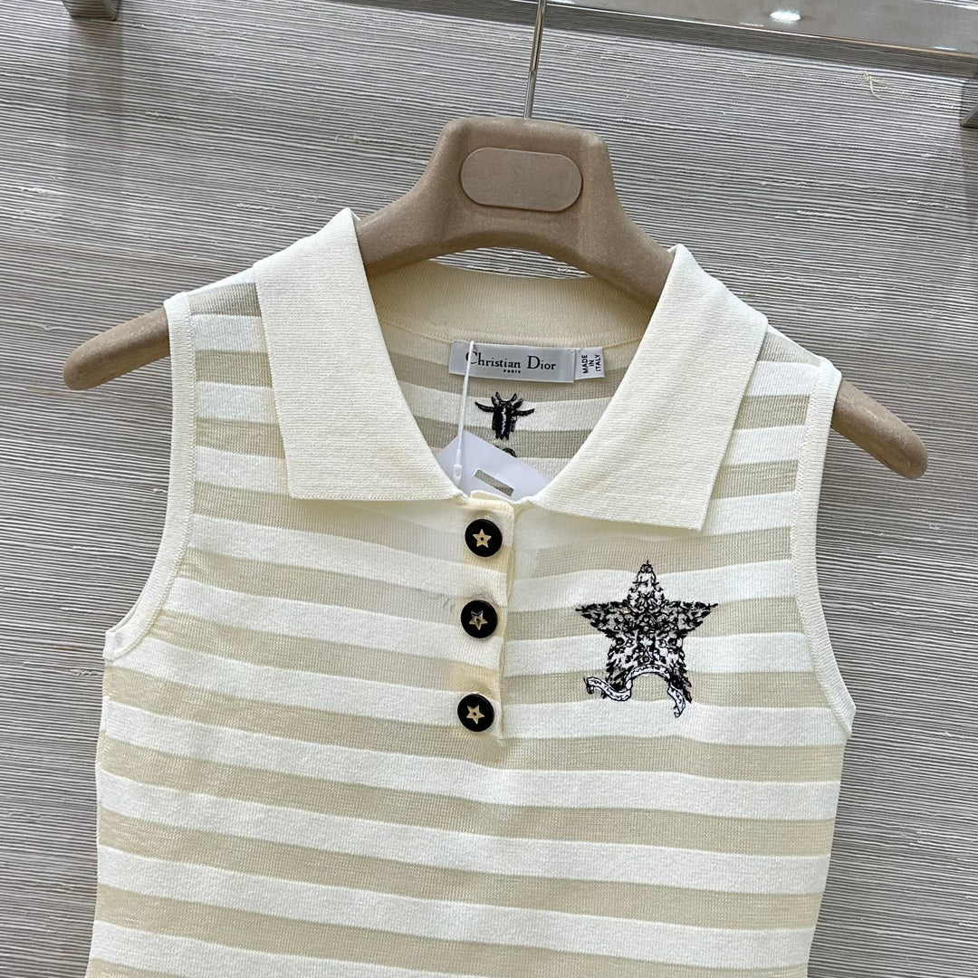 D*r knitted sleeveless polo shirt