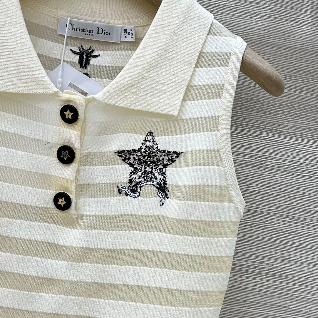D*r knitted sleeveless polo shirt