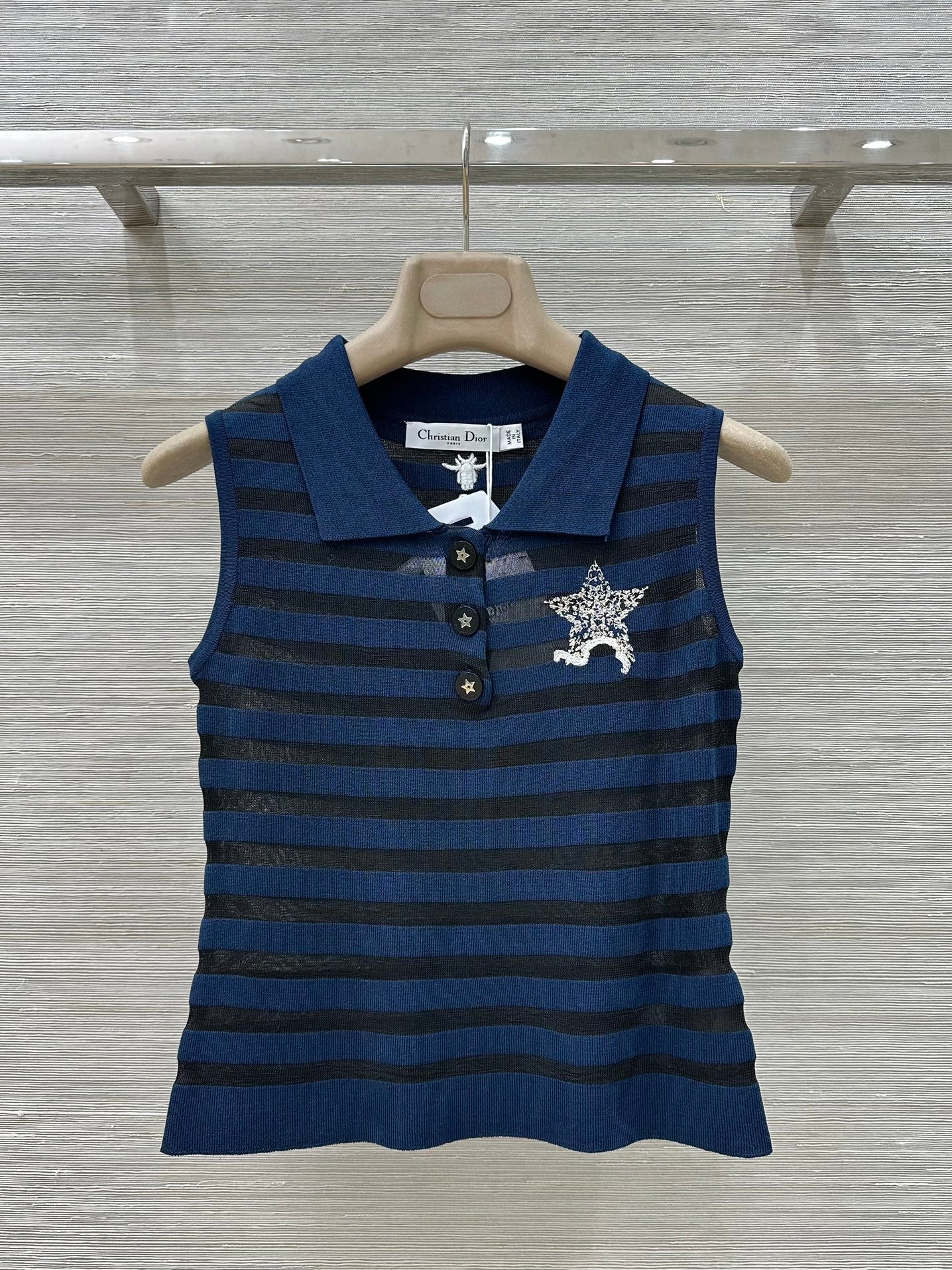 D*r knitted sleeveless polo shirt